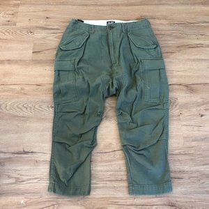 Nlst Army Drop Crotch Pants Green Womens Size 26 High Rise Crop Cargo Pockets